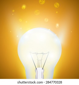 Bulb design over yellow background, vector illustration.