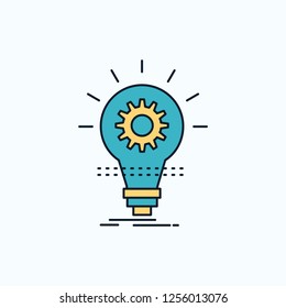 Bulb, develop, idea, innovation, light Flat Icon. green and Yellow sign and symbols for website and Mobile appliation. vector illustration