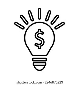 Bulb Dollar Icon In Line Style