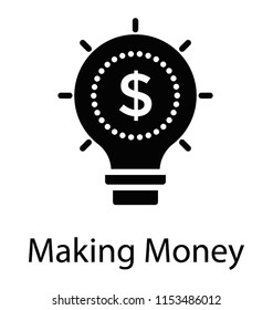 
A bulb with the dollar symbol denoting making money ideas 
