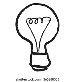 bulb doodle, vector illustration icon