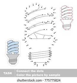 Bulb. Dot to dot educational game for kids.
