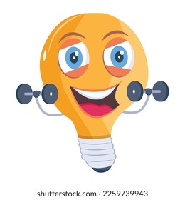 Bulbe mit Hantel, flacher Vektorgrafik der Idee von Fitnessstudio 