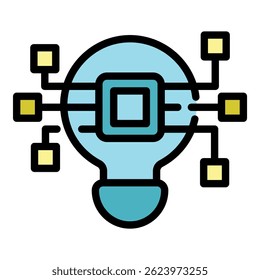Bulb eco innovation icon. Outline bulb eco innovation vector icon color flat isolated