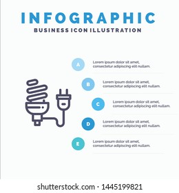 Bulb, Economic, Electrical, Energy, Light Bulb, Plug Line icon with 5 steps presentation infographics Background
