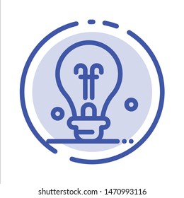 Bulb, Education, Idea Blue Dotted Line Line Icon. Vector Icon Template background