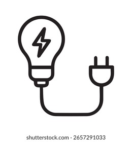 Bombilla con Vector de cable eléctrico Ilustración aislada