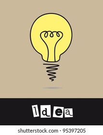 bulb electric drawing with idea text background. vector