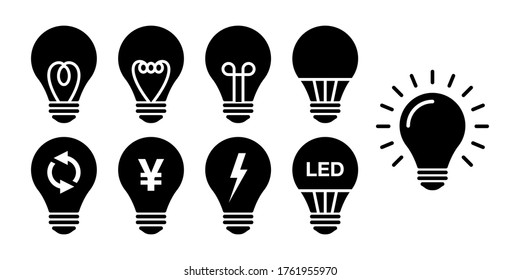 Bulb electric LED energy saving vector icon illustration set