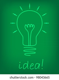 bulb electric over chalkboard, idea. vector illustration