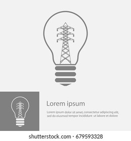 Bulb and electric post, energy saving concept, electricity icon