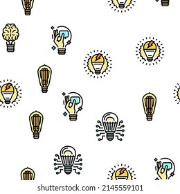Bulb Electrical Energy Accessory Vector Seamless Pattern Thin Line Illustration
