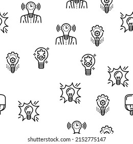 Bulb Electrical Energy Accessory Vector Seamless Pattern Thin Line Illustration