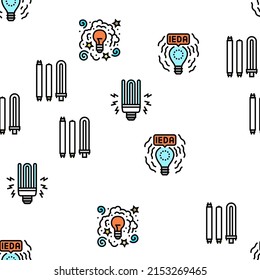 Bulb Electrical Energy Accessory Vector Seamless Pattern Thin Line Illustration