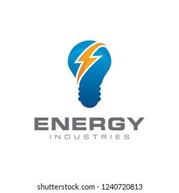 bulb energy thunder bolt concept logo icon vector template