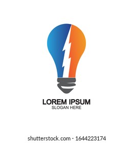 Bulb energy thunder bolt concept logo icon vector template