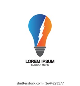 Plantilla vectorial de icono de logotipo de concepto de perno de energía en bombilla