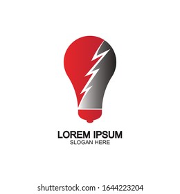 Bulb energy thunder bolt concept logo icon vector template