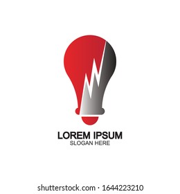 Bulb energy thunder bolt concept logo icon vector template