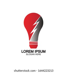 Plantilla vectorial de icono de logotipo de concepto de perno de energía en bombilla