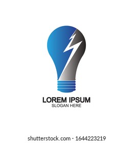 Bulb energy thunder bolt concept logo icon vector template