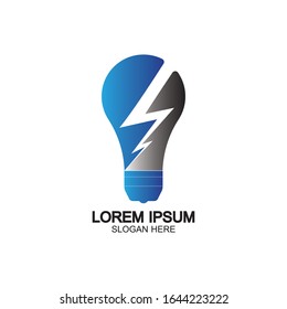 Plantilla vectorial de icono de logotipo de concepto de perno de energía en bombilla