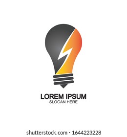 Plantilla vectorial de icono de logotipo de concepto de perno de energía en bombilla