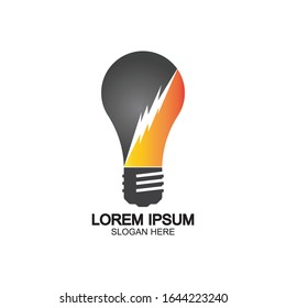 Plantilla vectorial de icono de logotipo de concepto de perno de energía en bombilla