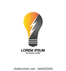 Plantilla vectorial de icono de logotipo de concepto de perno de energía en bombilla