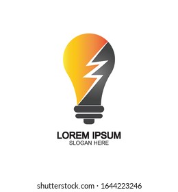 Plantilla vectorial de icono de logotipo de concepto de perno de energía en bombilla