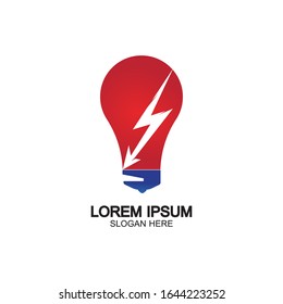 Plantilla vectorial de icono de logotipo de concepto de perno de energía en bombilla