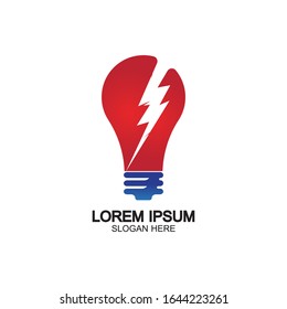 Plantilla vectorial de icono de logotipo de concepto de perno de energía en bombilla