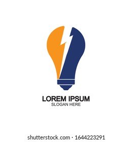 Bulb energy thunder bolt concept logo icon vector template
