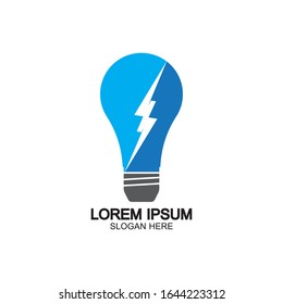 Plantilla vectorial de icono de logotipo de concepto de perno de energía en bombilla
