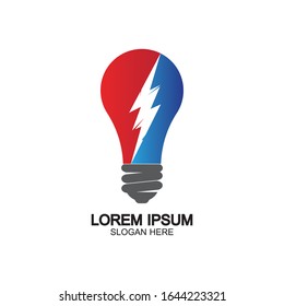 Plantilla vectorial de icono de logotipo de concepto de perno de energía en bombilla