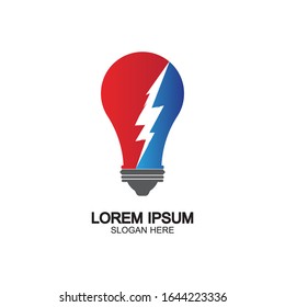 Plantilla vectorial de icono de logotipo de concepto de perno de energía en bombilla