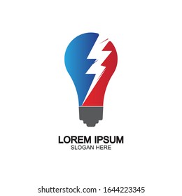 Bulb energy thunder bolt concept logo icon vector template