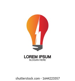 Bulb energy thunder bolt concept logo icon vector template
