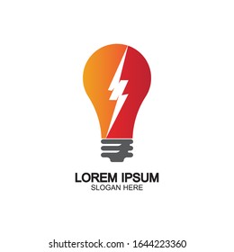 Bulb energy thunder bolt concept logo icon vector template