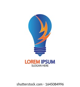 Bulb energy thunder bolt concept logo icon vector template