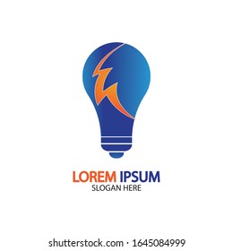 Bulb energy thunder bolt concept logo icon vector template