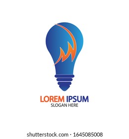 Plantilla vectorial de icono de logotipo de concepto de perno de energía en bombilla