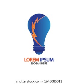 Bulb energy thunder bolt concept logo icon vector template