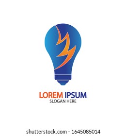 Bulb energy thunder bolt concept logo icon vector template