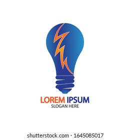 Plantilla vectorial de icono de logotipo de concepto de perno de energía en bombilla