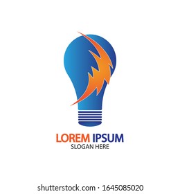 Plantilla vectorial de icono de logotipo de concepto de perno de energía en bombilla