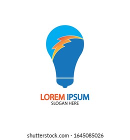 Bulb energy thunder bolt concept logo icon vector template