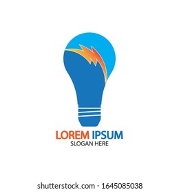 Bulb energy thunder bolt concept logo icon vector template