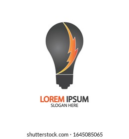 Bulb energy thunder bolt concept logo icon vector template
