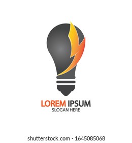 Bulb energy thunder bolt concept logo icon vector template
